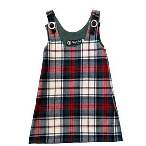 Clan Laird Pure New Wool Plaid Dress Vintage Green red white blue Scotland Sz 4